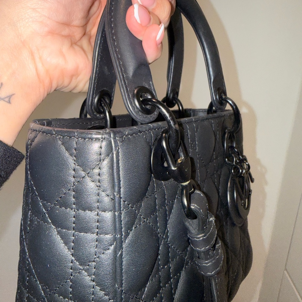 Authentic Ultra Matte Calfskin Cannage Small My ABCDior Lady Dior Black - Picture 7 of 12